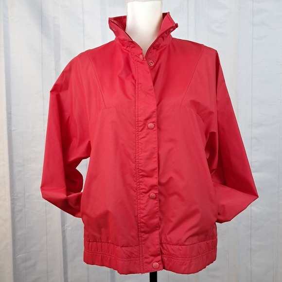 Helly Hansen Jackets & Blazers - HELLY HANSEN M Vintage 90s Red Windbreaker Jacket Womens Snap Front Gorpcore
